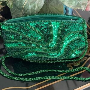 Emerald Green Sequin Clutch bag